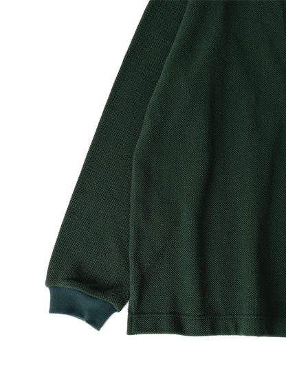 SILK NEP HEAVY MOSS STITCH POLO SHIRTS｜DARK GREEN