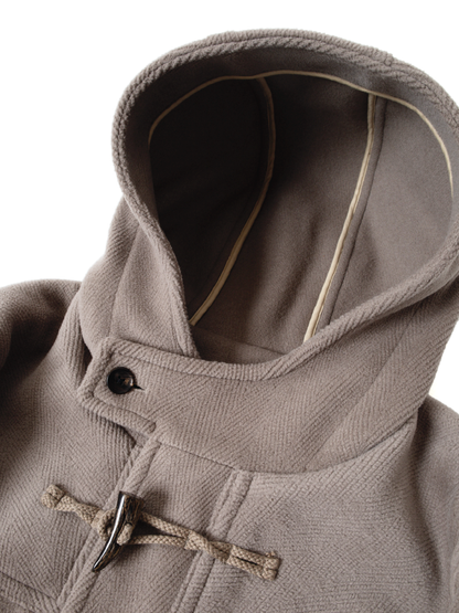 WOOL PILE HERRINGBONE DUFFLE COAT