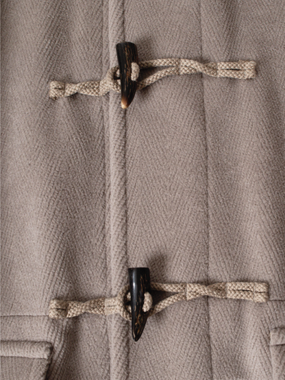 WOOL PILE HERRINGBONE DUFFLE COAT