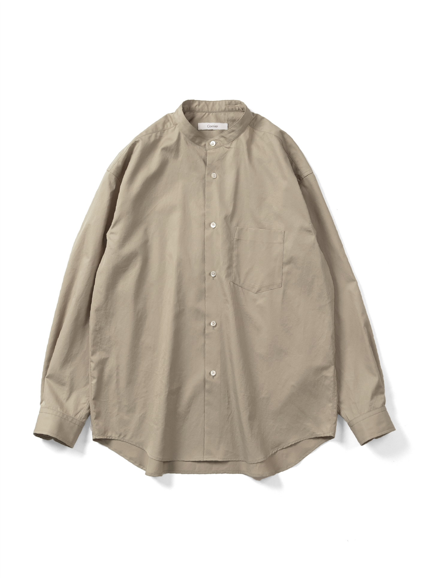 FINX COTTON TWILL BAND COLLAR SHIRTS｜DESERT