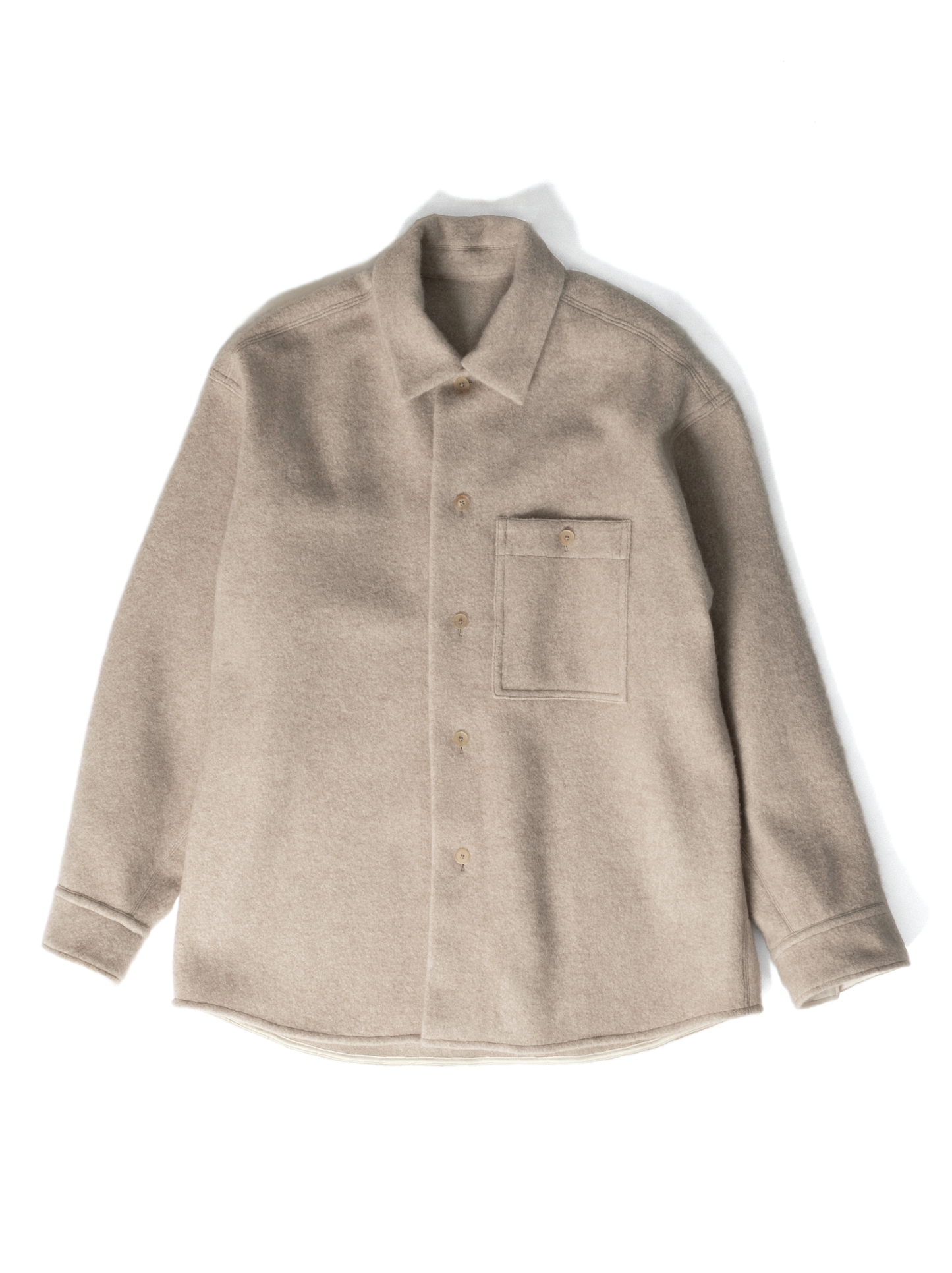 LAMB WOOL CASHMERE MOSSER OVER SHIRTS｜NATURAL