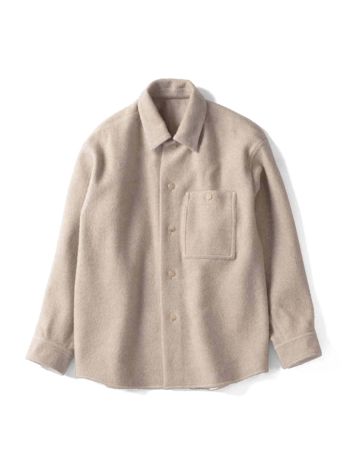 LAMB WOOL CASHMERE MOSSER OVER SHIRTS｜NATURAL