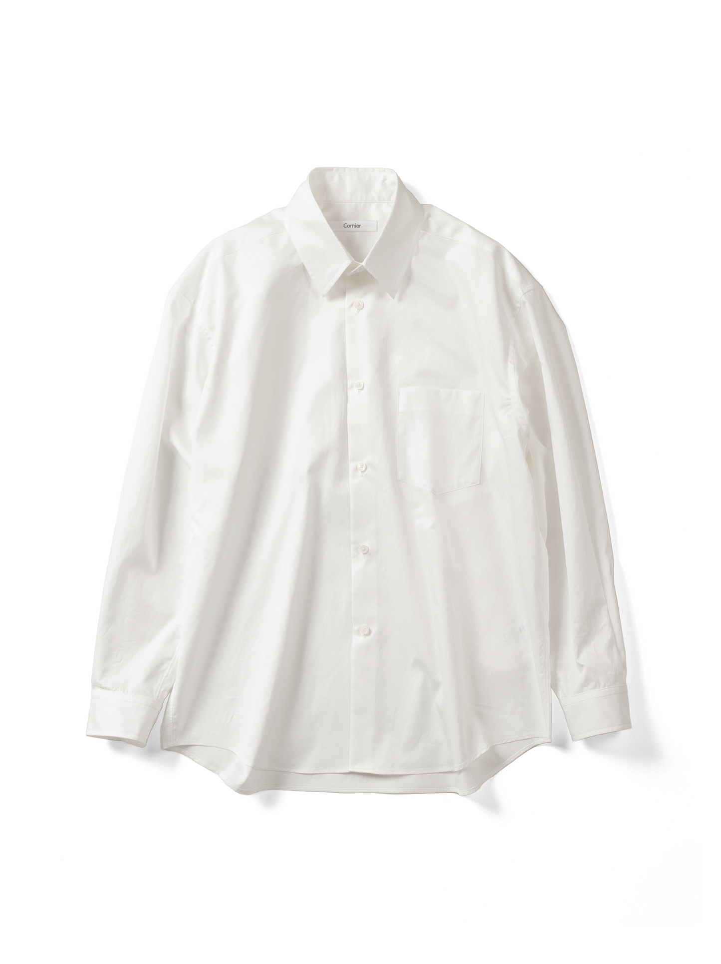 FINX COTTON TWILL REGULAR COLLAR SHIRTS｜WHITE