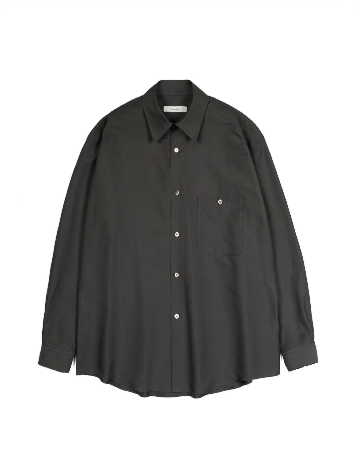 BRAZIL SILK/COTTON REGULAR COLLAR  SHIRTS｜BROWN CHARCOAL