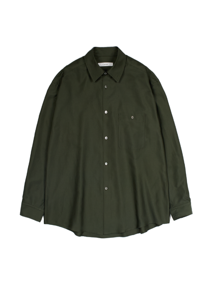 BRAZIL SILK/COTTON REGULAR COLLAR  SHIRTS｜KHAKI