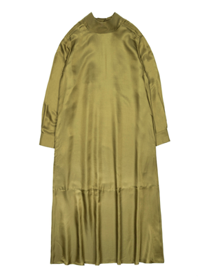 BRAZIL SILK/CUPRA TWILL DRESS｜YELLOW KHAKI