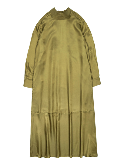 BRAZIL SILK/CUPRA TWILL DRESS｜YELLOW KHAKI