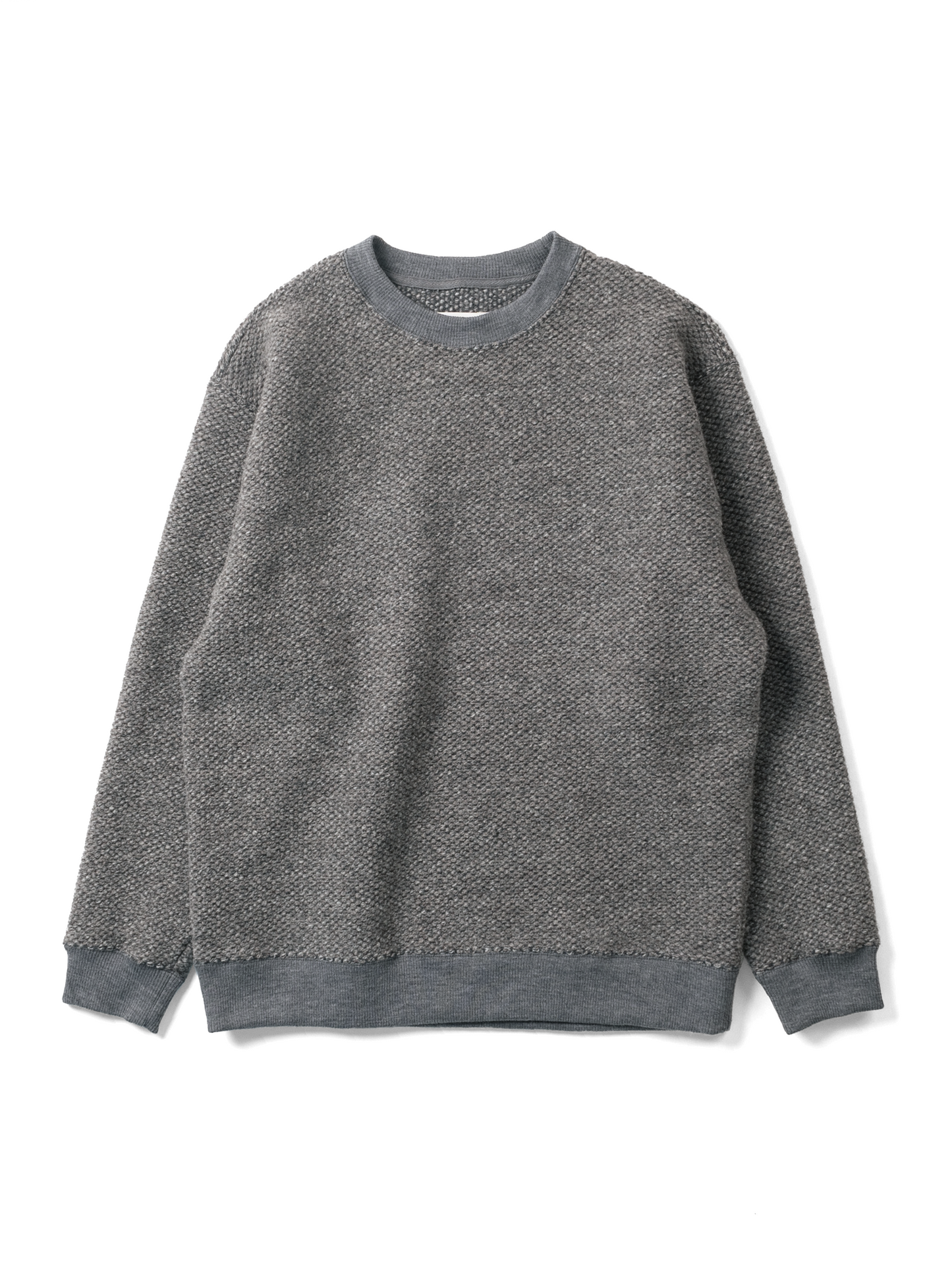 BRITISH WOOL MIX HEAVY INLAY SWEAT SHIRTS｜GREIGE