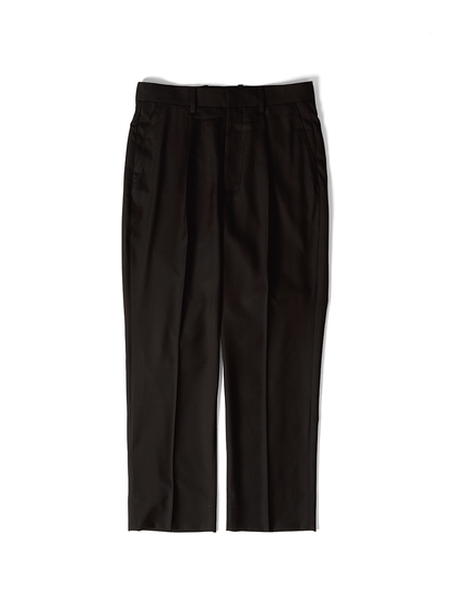 Super130's WORSTED WOOL STRAIGHT SLACKS｜DARK BROWN