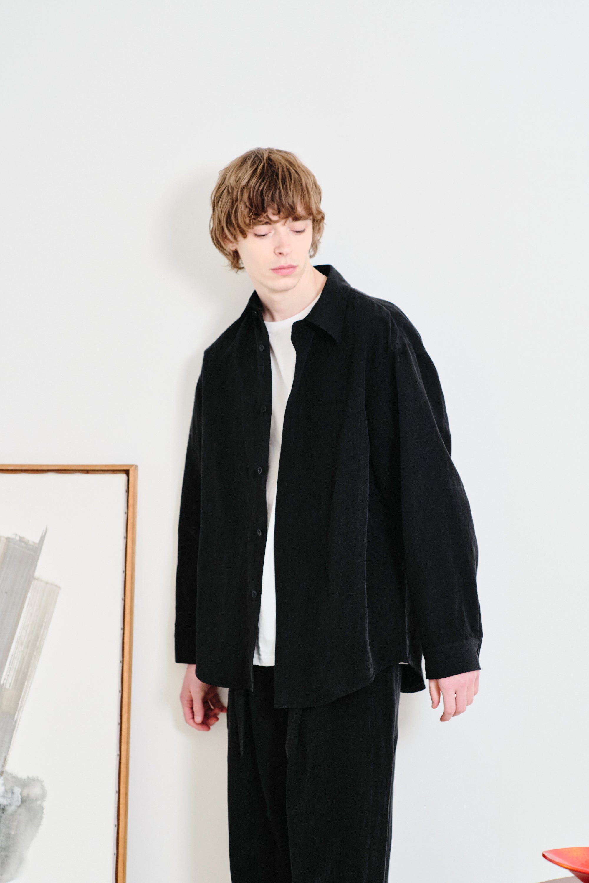 トップス Cornier silk/linen faded gabardine shirt SILK/LINEN FADED GABARDINE SHIRTS｜ICE GRAY – Cornier