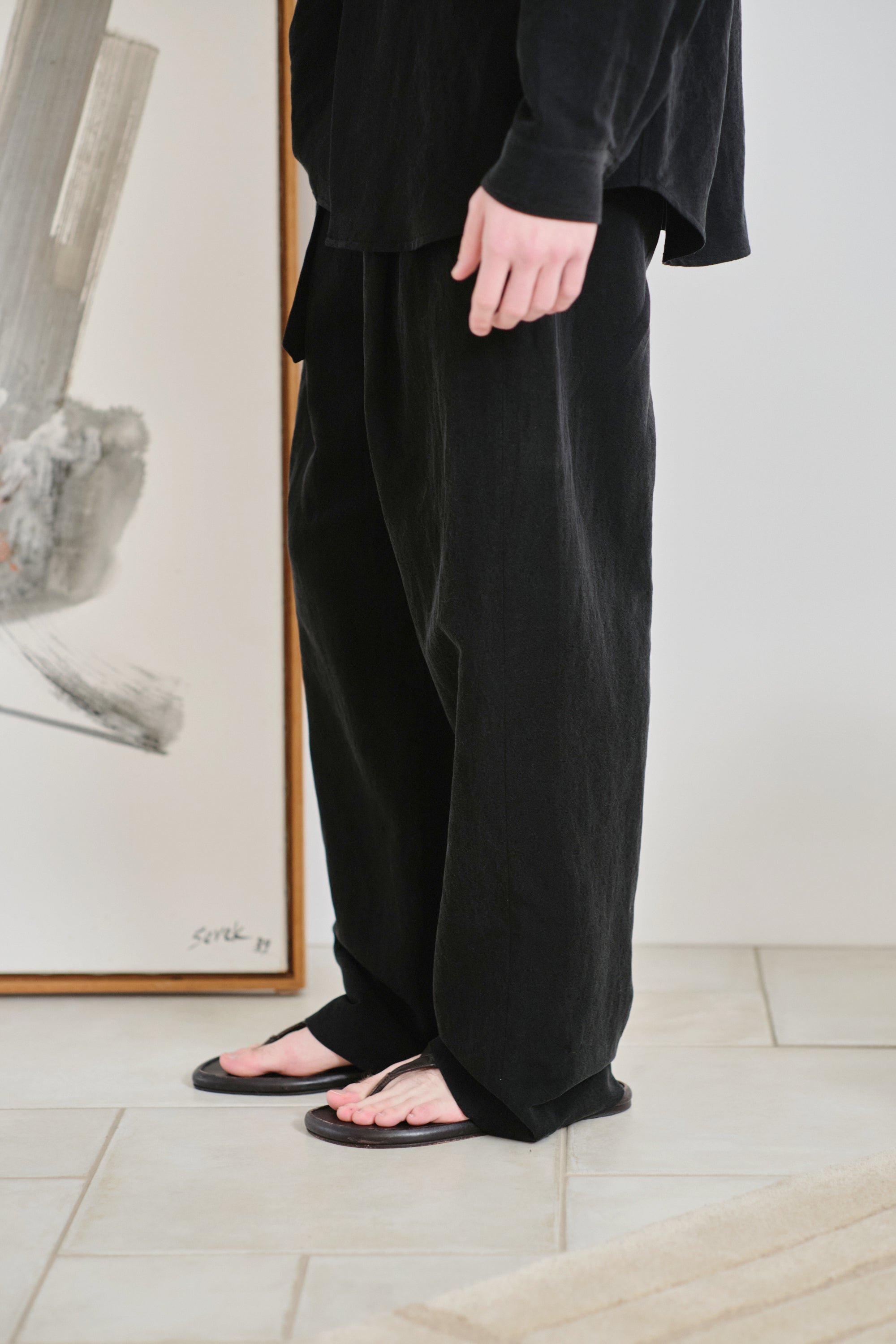 M*T様 cornier コルニエ パンツ ボトムス スラックス リネン ウール SILK/LINEN FADED GABARDINE PANTS｜HAZE GRAY – Cornier