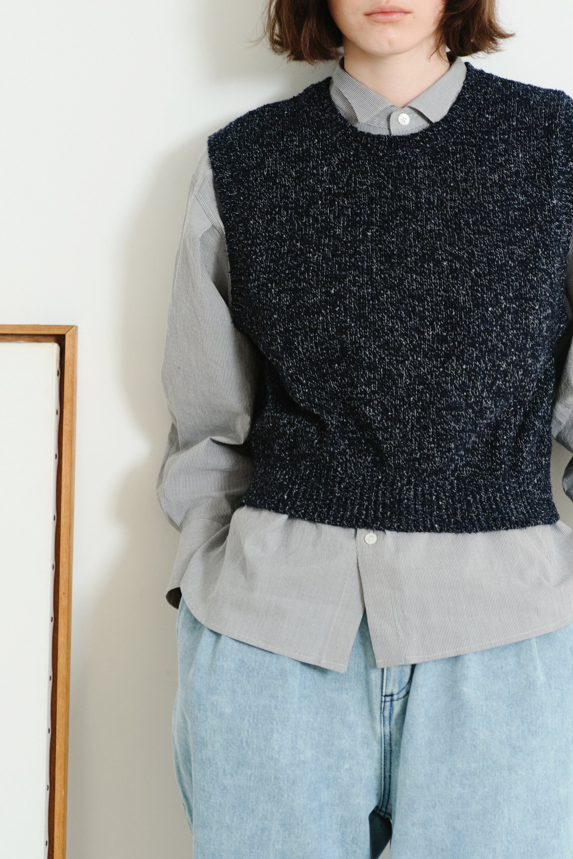 Model 175cm size M color GRAY STRIPE 着用