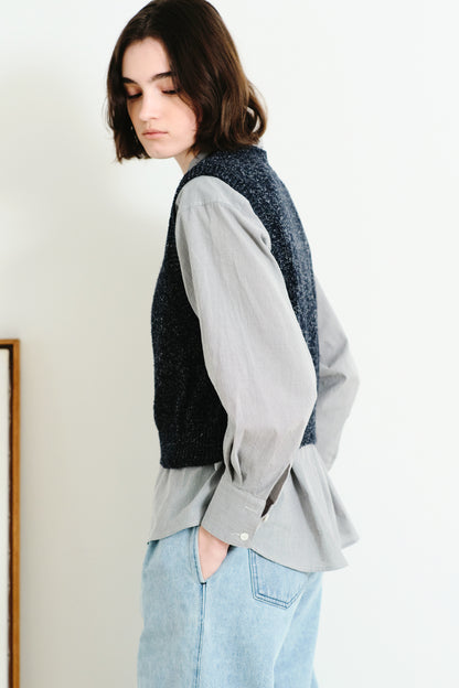 Model 175cm size M color GRAY STRIPE 着用