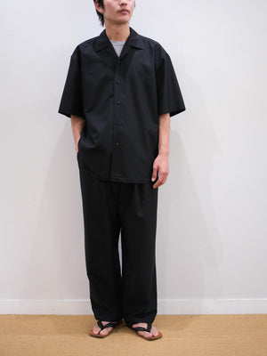 WORSTED CASHMERE/SILK TROPICAL HALF SLEEVE SHIRTS｜BLACK