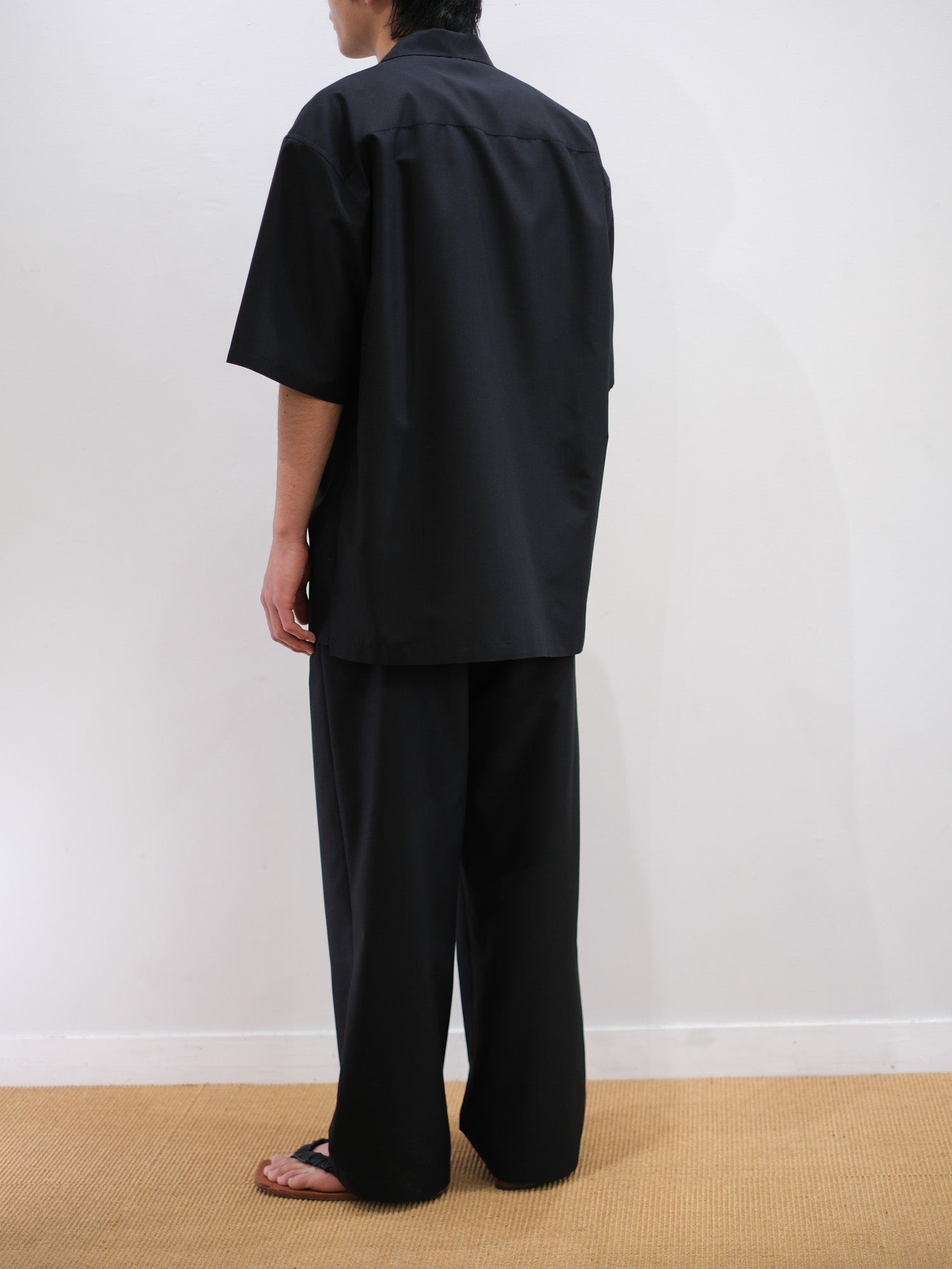 WORSTED CASHMERE/SILK TROPICAL HALF SLEEVE SHIRTS｜BLACK – Cornier