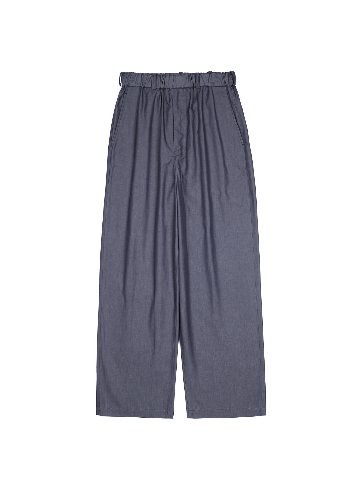 FINX COTTON CHAMBRAY LIGHT DENIM EASY PANTS｜NAVY