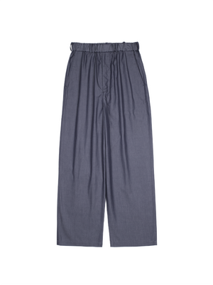 FINX COTTON CHAMBRAY LIGHT DENIM EASY PANTS｜NAVY