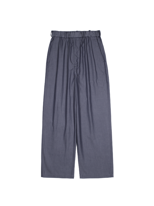 FINX COTTON CHAMBRAY LIGHT DENIM EASY PANTS｜NAVY