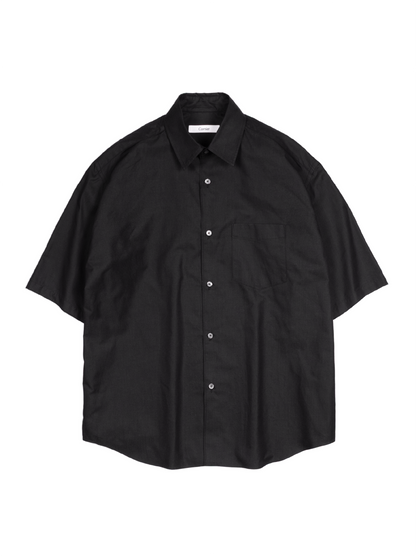 FINX COTTON CHAMBRAY LIGHT DENIM H/S BIG SHIRTS｜BLACK
