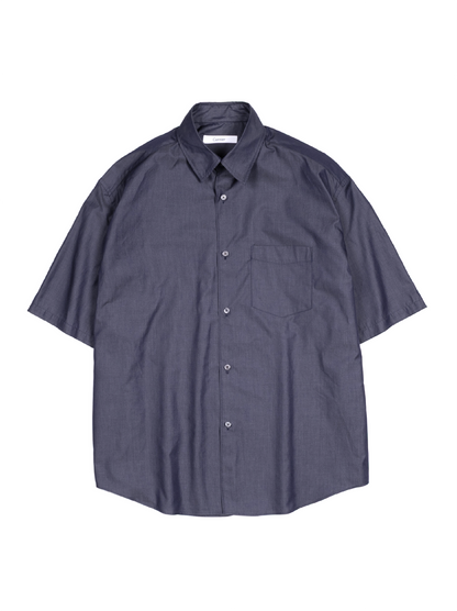FINX COTTON CHAMBRAY LIGHT DENIM H/S BIG SHIRTS｜NAVY