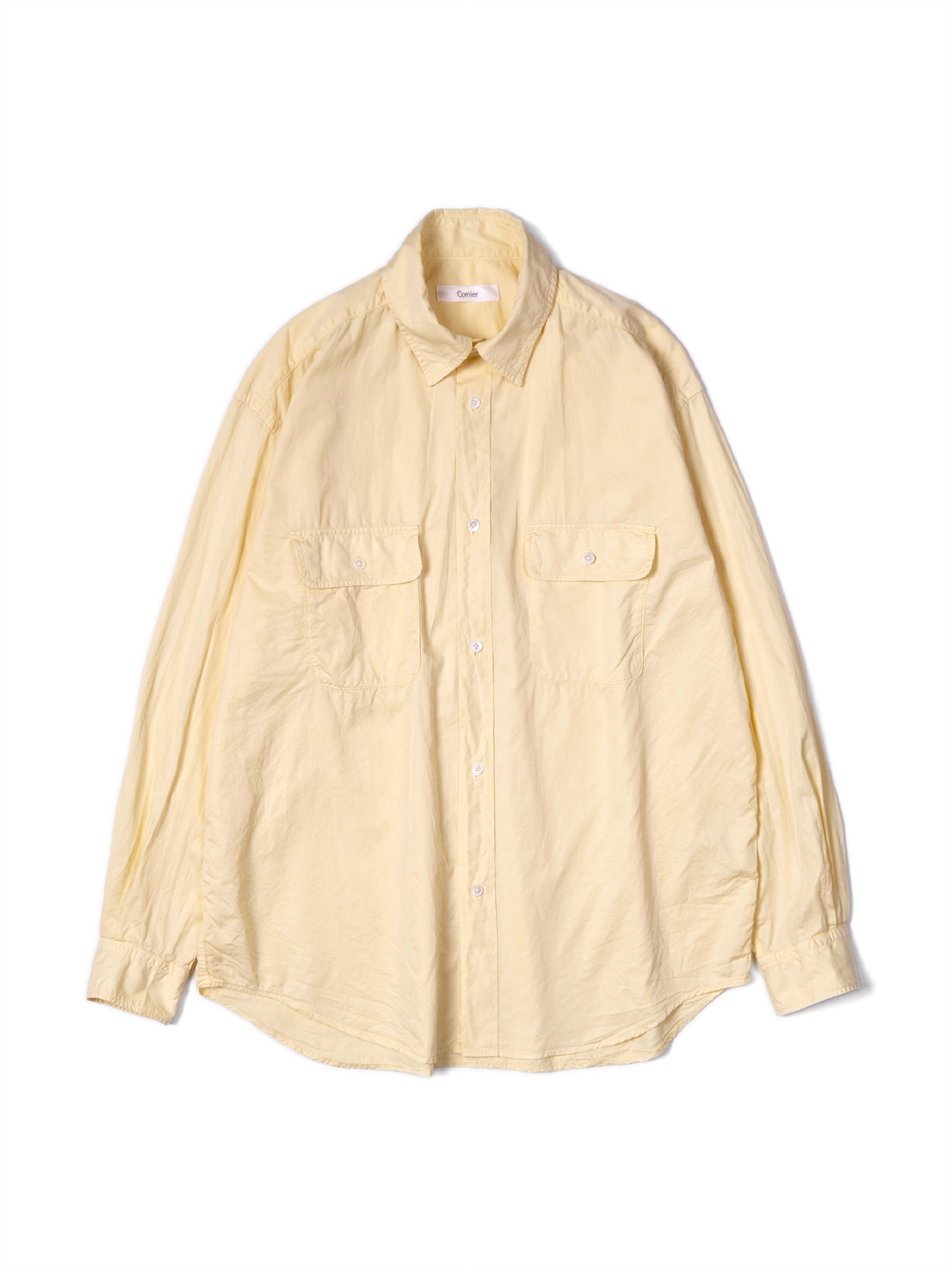 FINX COTTON GARMENT DYED DOUBLE POCKET SHIRTS｜YELLOW