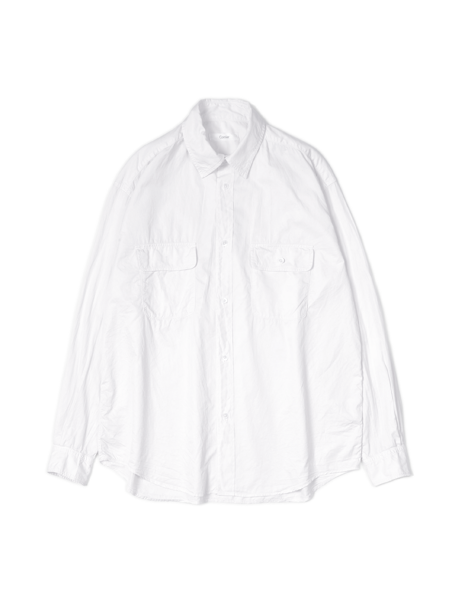 FINX COTTON GARMENT WASHED DOUBLE POCKET SHIRTS｜WHITE