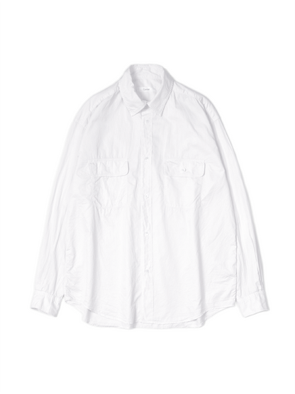 FINX COTTON GARMENT WASHED DOUBLE POCKET SHIRTS｜WHITE