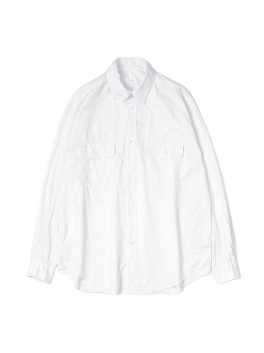 FINX COTTON GARMENT WASHED DOUBLE POCKET SHIRTS｜WHITE