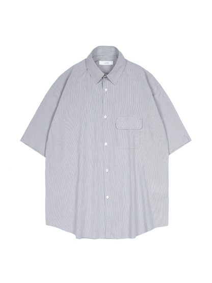 FINX COTTON LIGHT CORD LANE STRIPE HS SHIRTS｜GRAY STRIPE