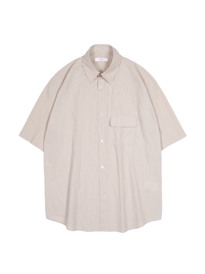 FINX COTTON LIGHT CORD LANE STRIPE HS SHIRTS｜YELLOW STRIPE