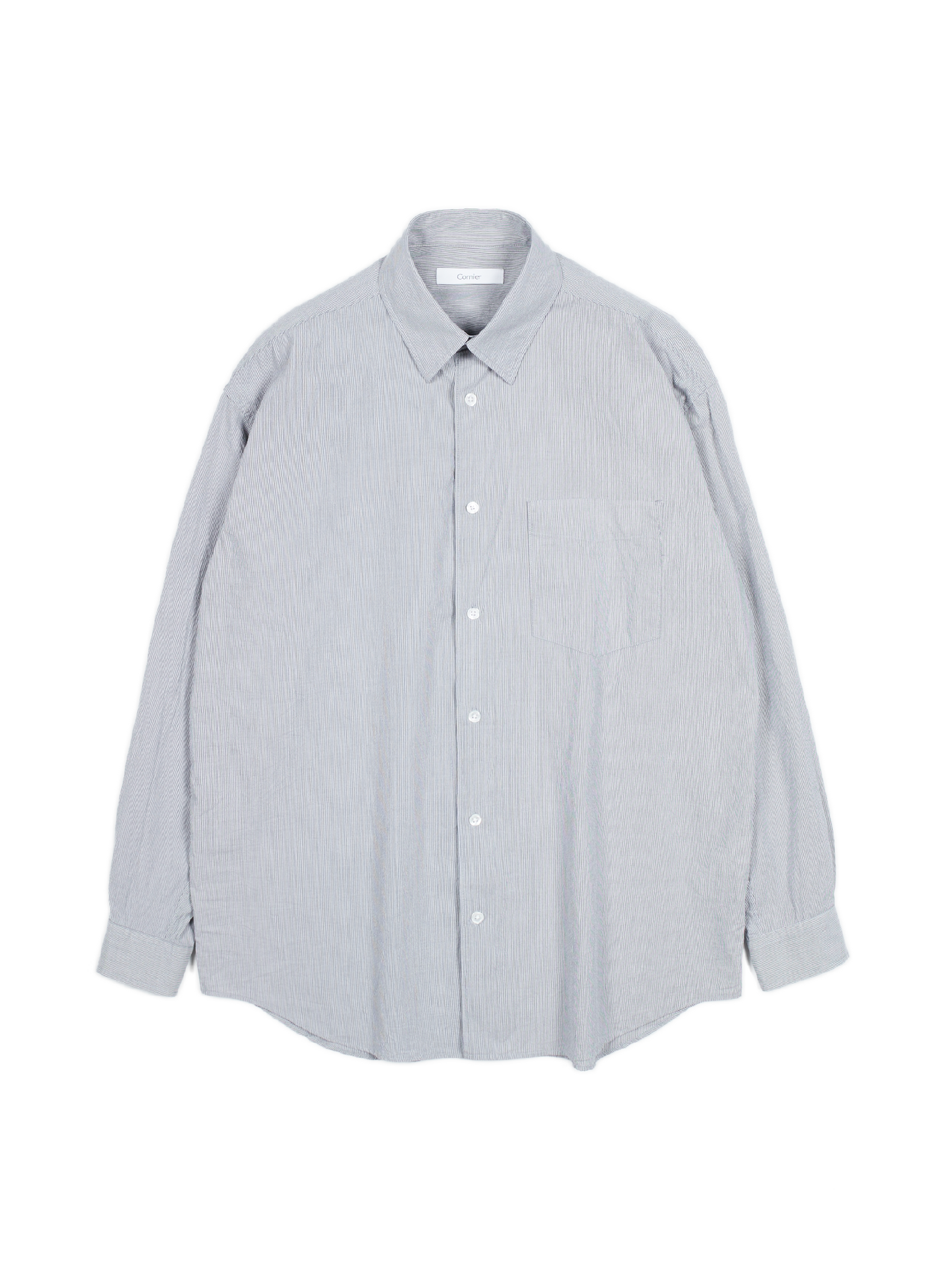 FINX COTTON LIGHT CORD LANE STRIPE SHIRTS｜GRAY STRIPE – Cornier