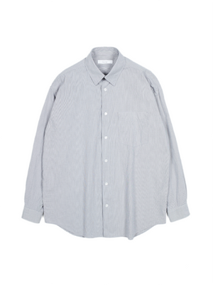 FINX COTTON LIGHT CORD LANE STRIPE SHIRTS｜GRAY STRIPE