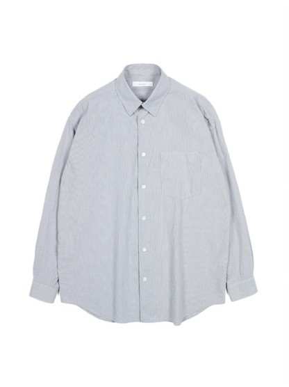 FINX COTTON LIGHT CORD LANE STRIPE SHIRTS｜GRAY STRIPE