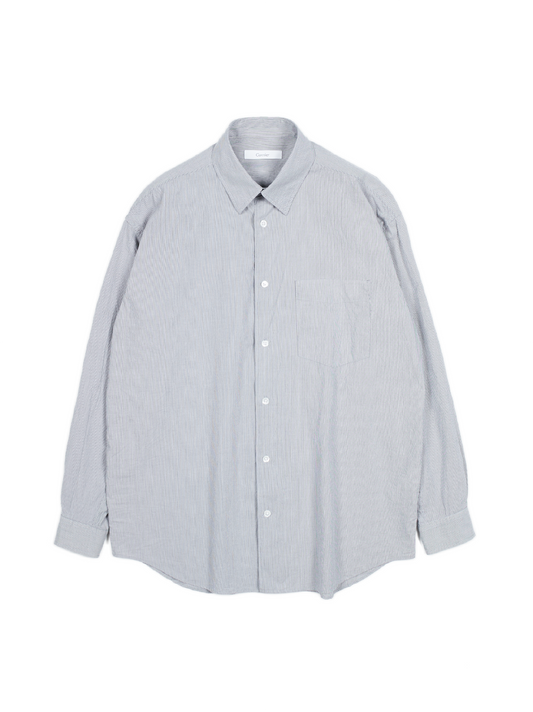 FINX COTTON LIGHT CORD LANE STRIPE SHIRTS｜GRAY STRIPE