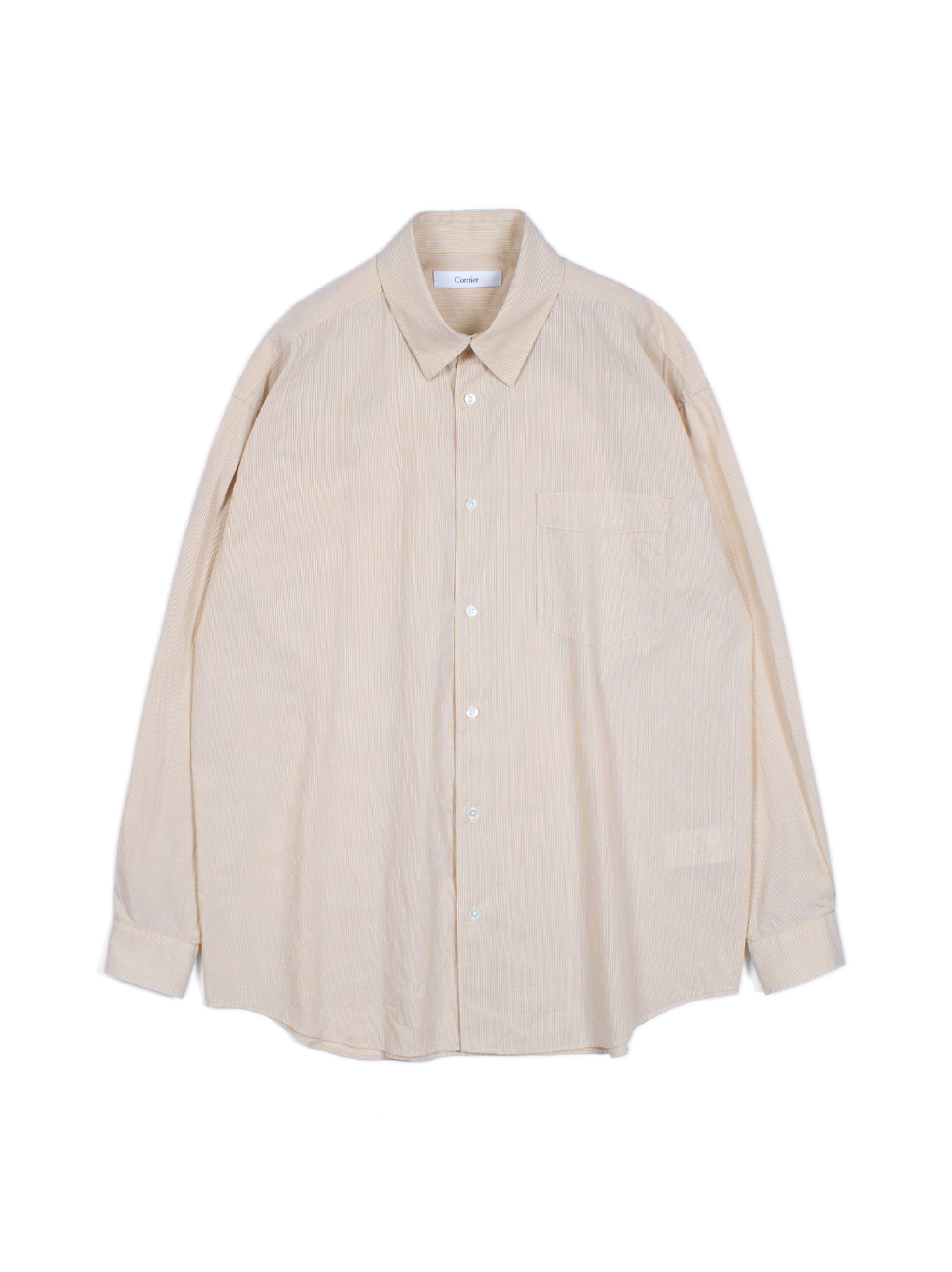 FINX COTTON LIGHT CORD LANE STRIPE SHIRTS｜YELLOW STRIPE