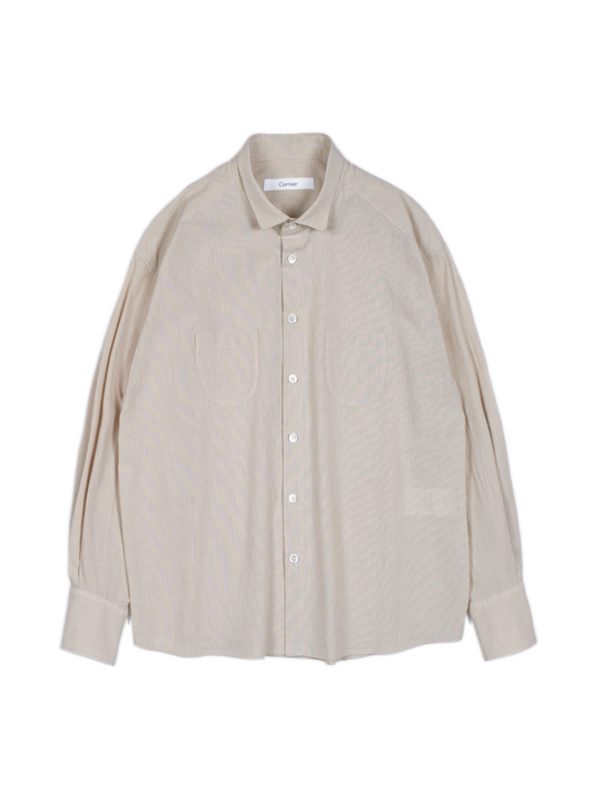 FINX COTTON LIGHT CORD LANE STRIPE SHIRTS for WOMEN｜YELLOW STRIPE