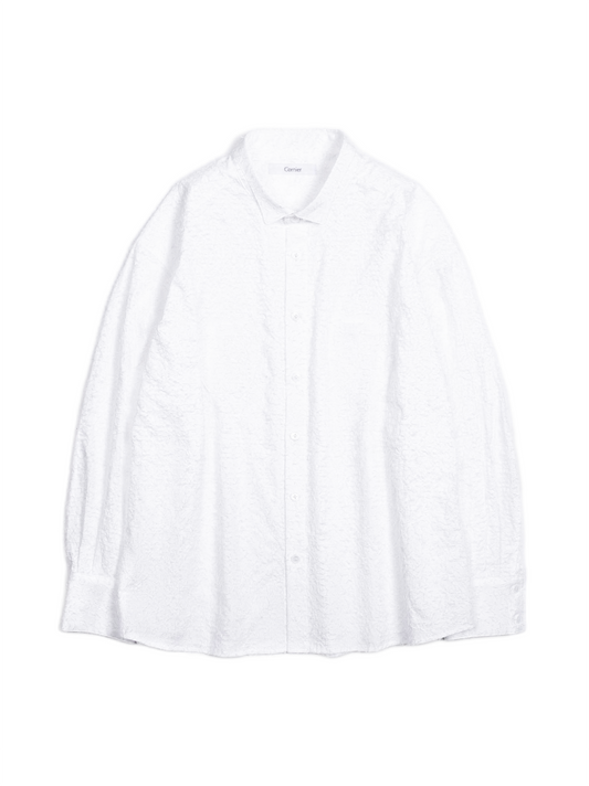 FINX COTTON NEEDLE PROCESSING FANCY SHIRTS｜WHITE