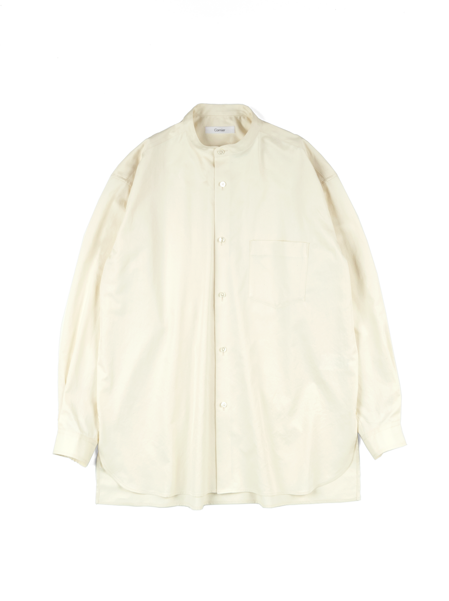 FINX COTTON TWILL BAND COLLAR SHIRTS｜LIGHT YELLOW