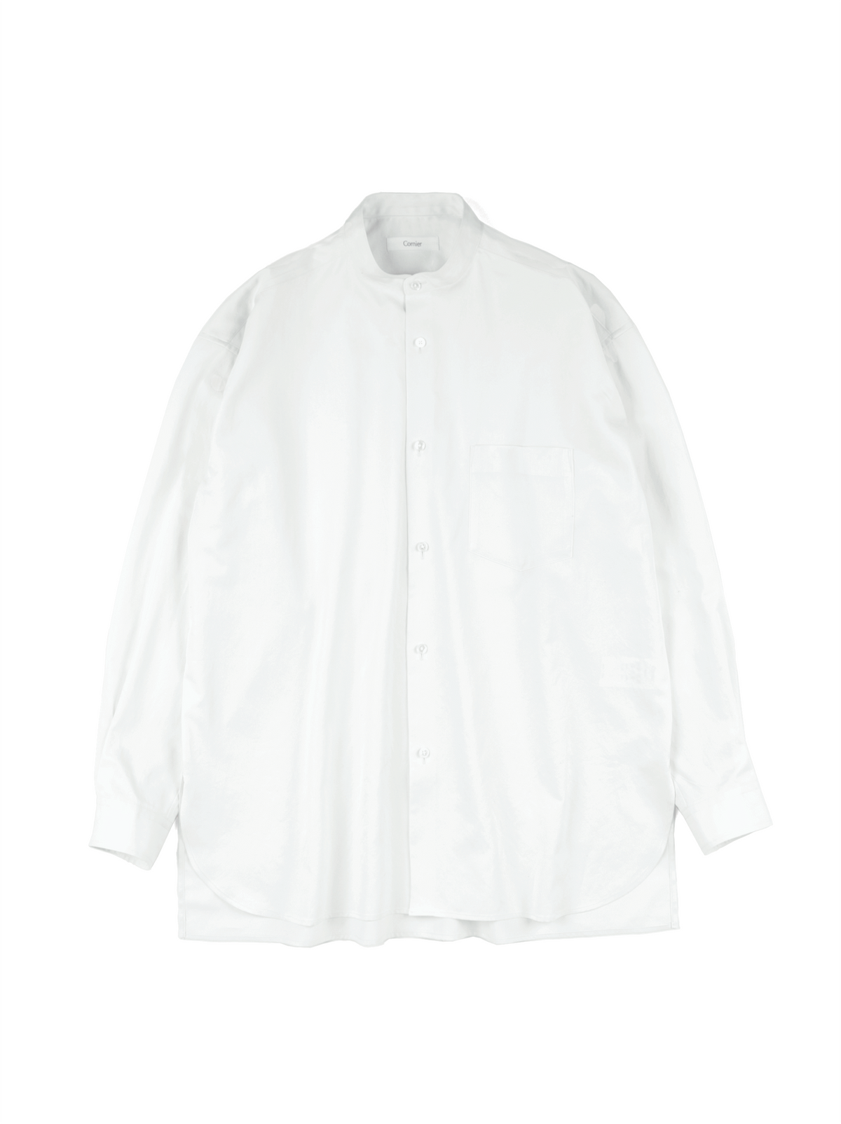 FINX COTTON TWILL BAND COLLAR SHIRTS|WHITE – Cornier FINX COTTON TWILL BAND COLLAR SHIRTS|WHITE – Cornier
