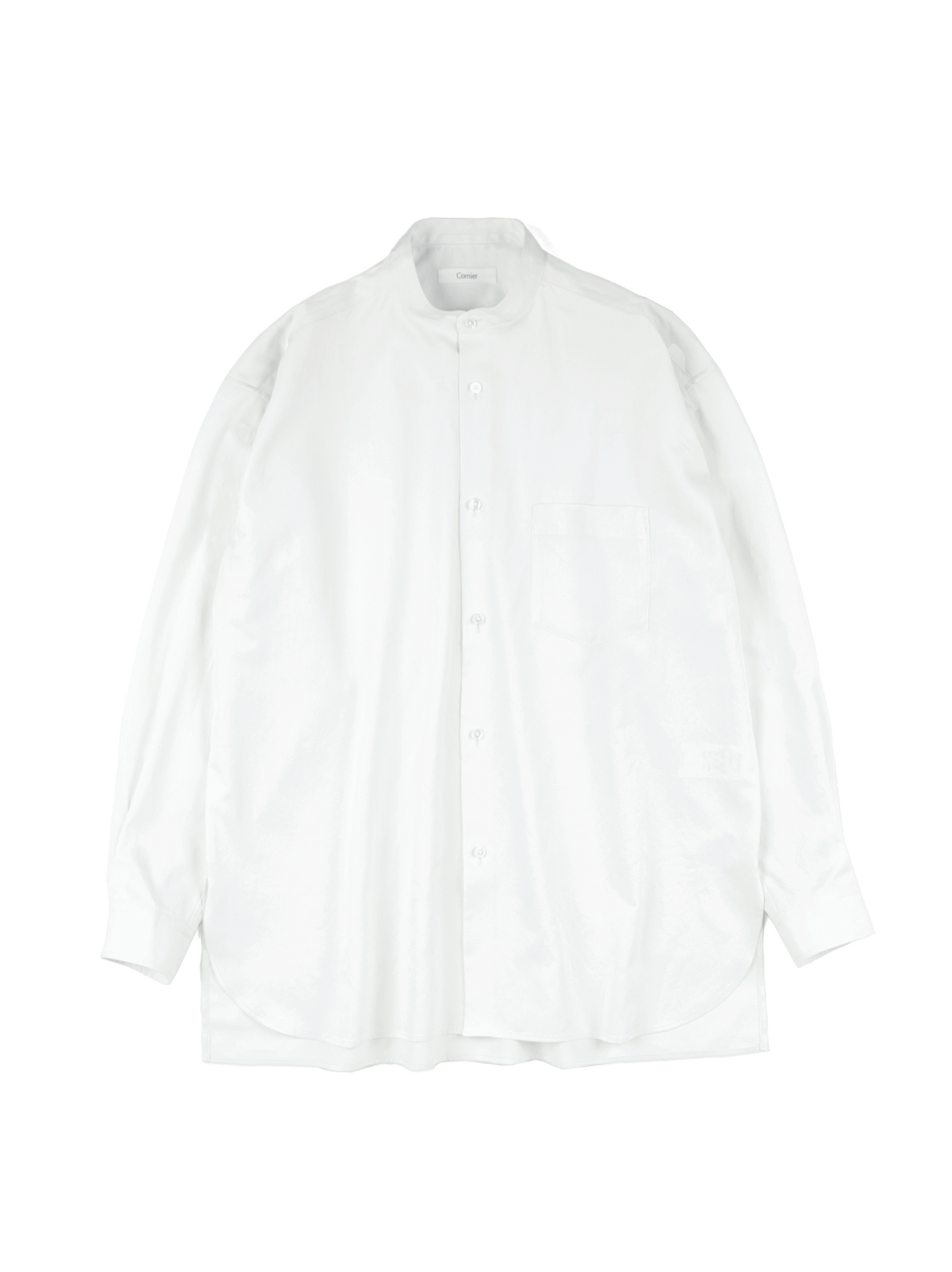 FINX COTTON TWILL BAND COLLAR SHIRTS｜WHITE