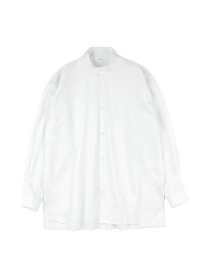 FINX COTTON TWILL BAND COLLAR SHIRTS｜WHITE