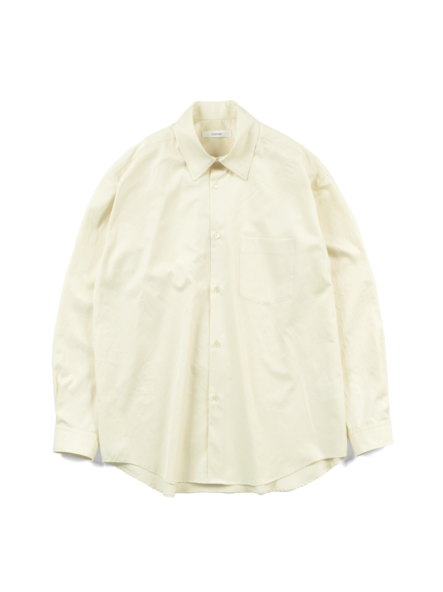 FINX COTTON TWILL REGULAR COLLAR SHIRTS｜LIGHT YELLOW