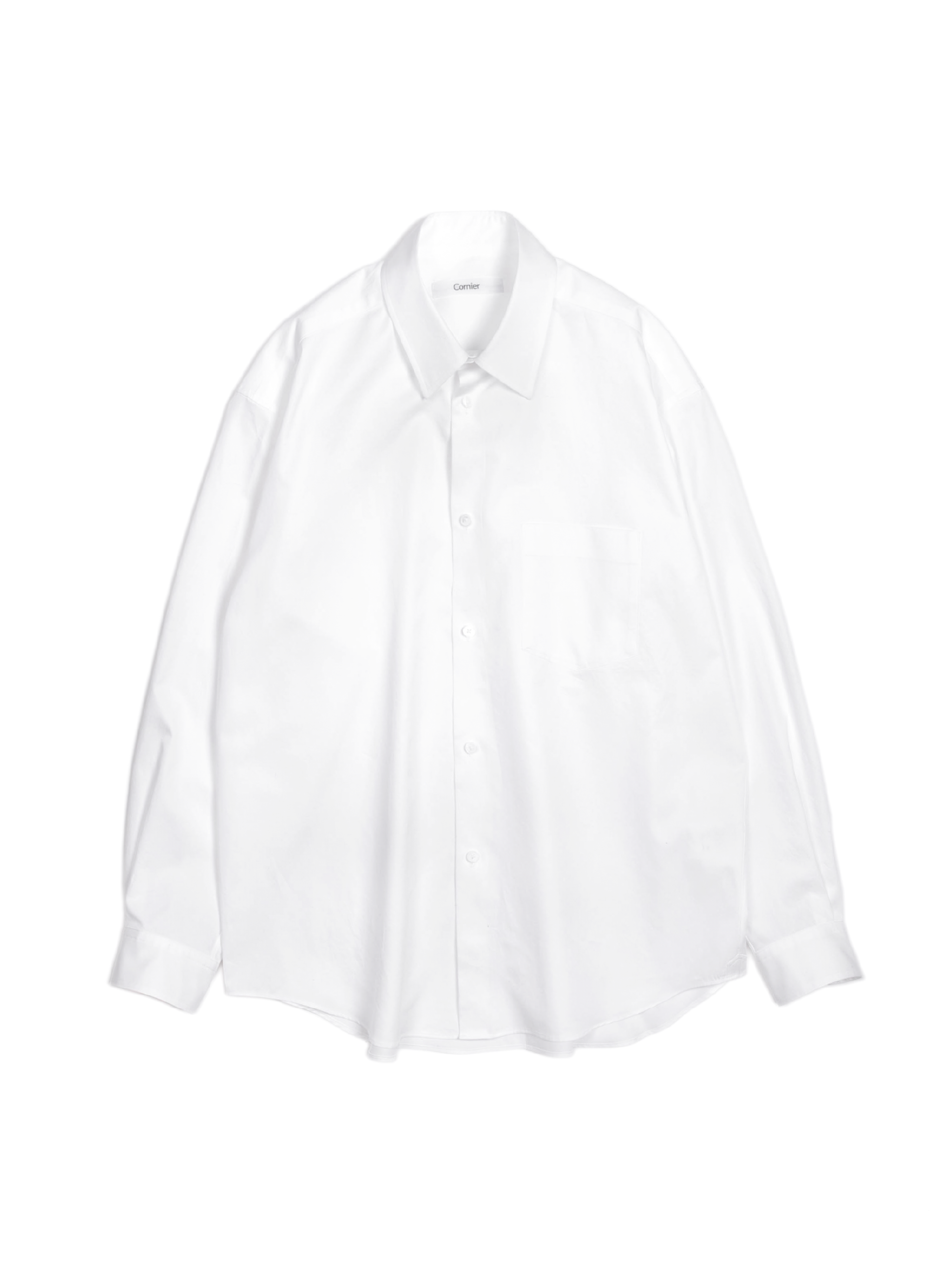 COTTON FINX L WHITE SHIRTS COTTON FINX cornier トップス TWILL Cornier – SHIRTS｜WHITE FRONT FLY トップス
