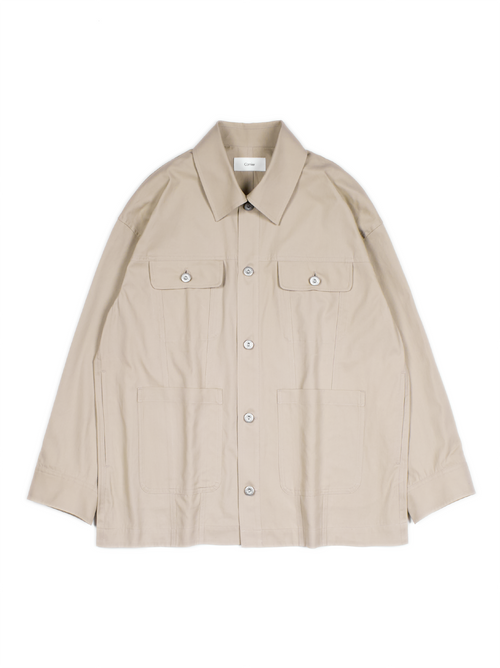 FINX COTTON VOILE LIGHT CHINO CHORE JACKET for WOMEN｜ASH BEIGE