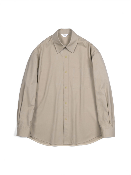 FINX COTTON VOILE LIGHT CHINO OVER SHIRTS｜ASH BEIGE