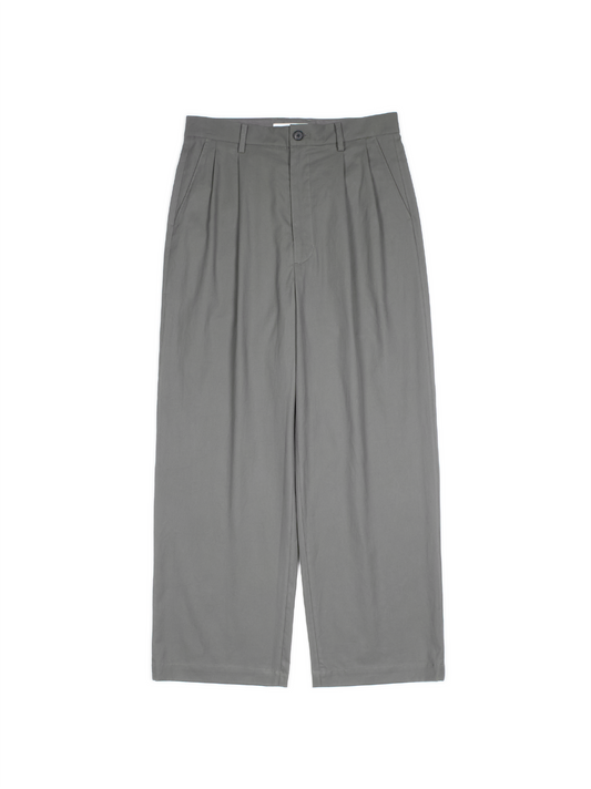 FINX COTTON VOILE LIGHT CHINO WIDE PANTS｜GRAY