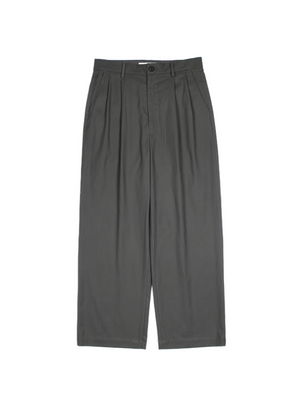 FINX COTTON VOILE LIGHT CHINO WIDE PANTS｜GRAY