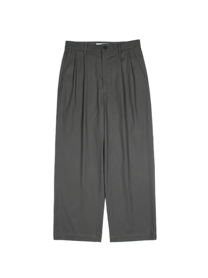 FINX COTTON VOILE LIGHT CHINO WIDE PANTS｜GRAY