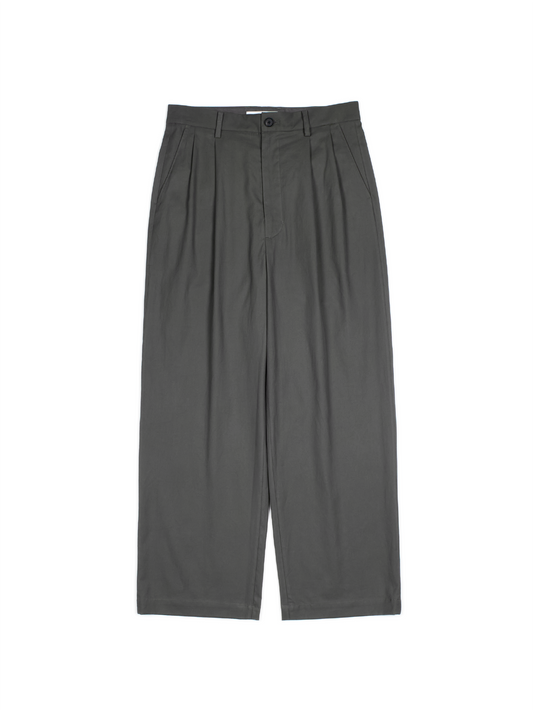 FINX COTTON VOILE LIGHT CHINO WIDE PANTS｜GRAY