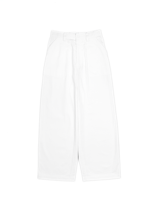 FINX/ZIMBABWE COTTON LIGHT CHINO WIDE PANTS for WOMEN｜ECRU